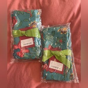 NWT LA Double J Dragon Flower Turchese large linens napkins, set of 6